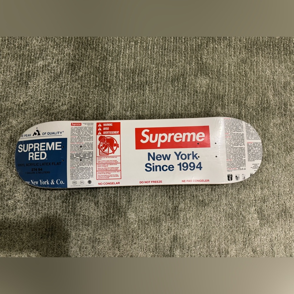 Supreme White and Red Skateboard Deck - New York Logo